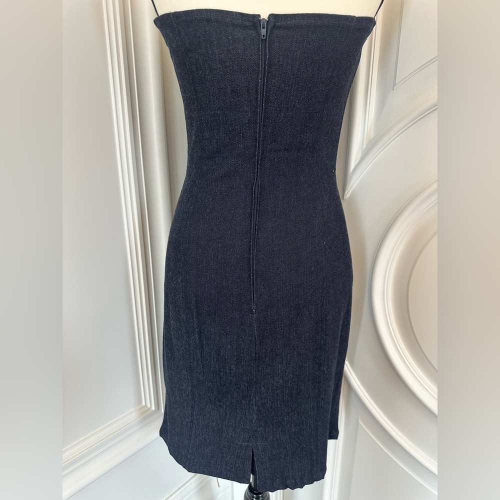 Y2K Strapless Cotton Denim Dress with Lace Up Detail on Thigh (Size Medium) - Picture 4 of 8